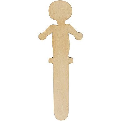 300 Pack Unfinished People Shaped Wooden Popsicle, Wood Craft Sticks, 5.8x2x0.1"