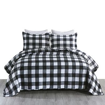 Marcielo 3 pc Buffalo Plaid Check Bedspread Bedding Set