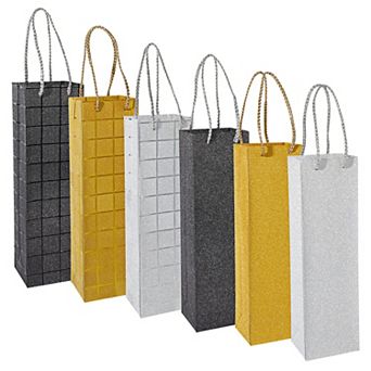 6 Pack Foiled Glitter Wine Bottle Gift Bags With Handles, 3.8 X 14 X 3.3 In