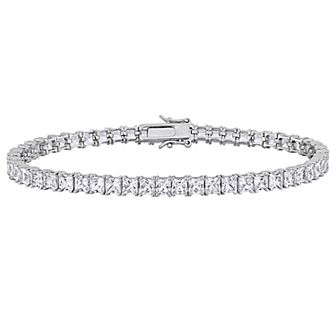 Men's Stella Grace Sterling Silver Lab-Created White Sapphire Tennis Bracelet
