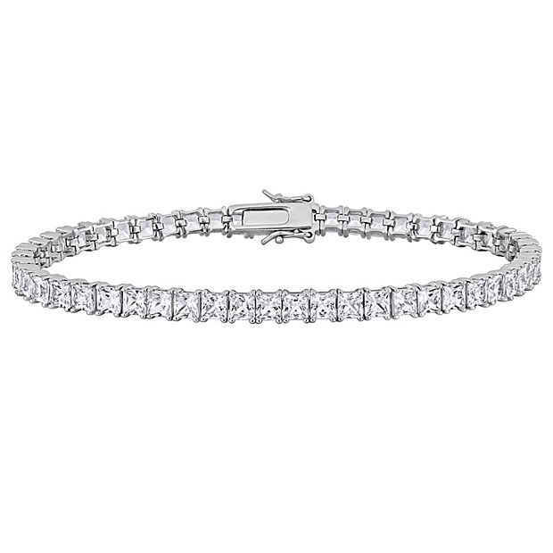 Men s Stella Grace Sterling Silver Lab Created White Sapphire Tennis Bracelet