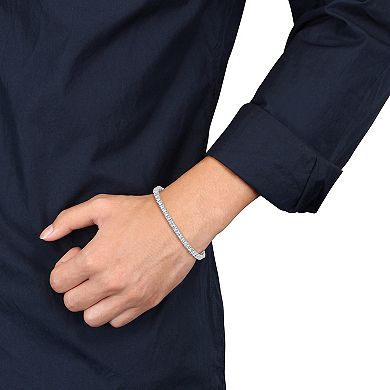 Men's Stella Grace Sterling Silver Lab-Created White Sapphire Tennis Bracelet