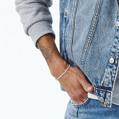Men's Stella Grace Sterling Silver Lab-Created White Sapphire Tennis Bracelet