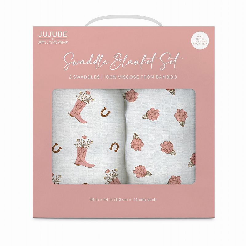 JuJuBe x Studio Oh! 2-Pack Swaddle Blanket Set, Blooming Boot