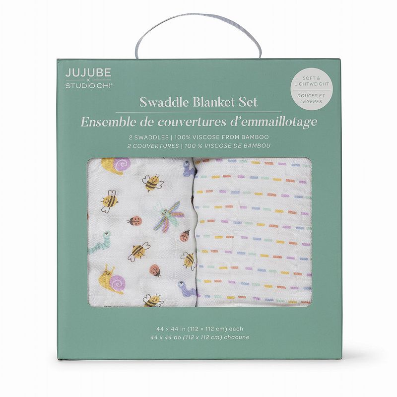 JuJuBe x Studio Oh! 2-Pack Swaddle Blanket Set, Love Bug