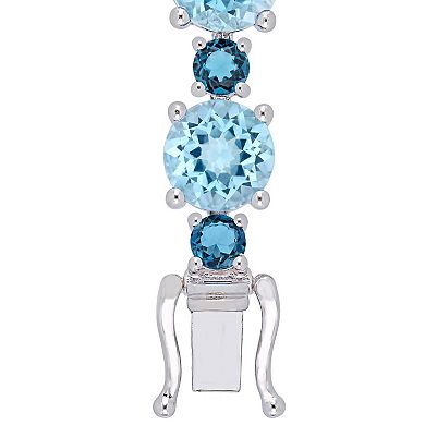 Stella Grace Sterling Silver London Blue Topaz & Sky Blue Topaz Tennis Bracelet