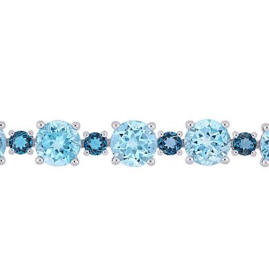 Stella Grace Sterling Silver London Blue Topaz & Sky Blue Topaz Tennis Bracelet