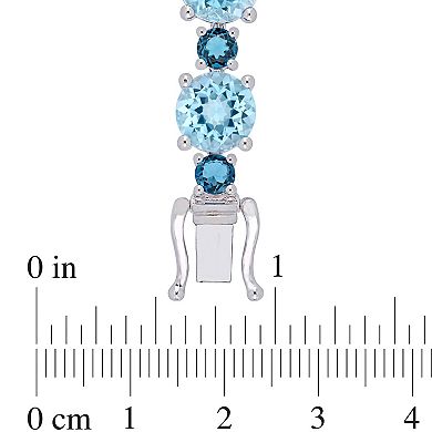 Stella Grace Sterling Silver London Blue Topaz & Sky Blue Topaz Tennis Bracelet