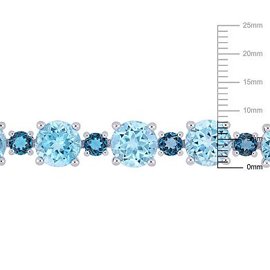 Stella Grace Sterling Silver London Blue Topaz & Sky Blue Topaz Tennis Bracelet