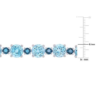 Stella Grace Sterling Silver London Blue Topaz & Sky Blue Topaz Tennis Bracelet