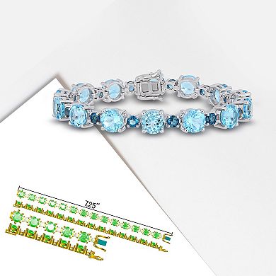 Stella Grace Sterling Silver London Blue Topaz & Sky Blue Topaz Tennis Bracelet