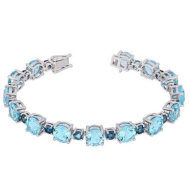 Stella Grace Sterling Silver London Blue Topaz & Sky Blue Topaz Tennis Bracelet