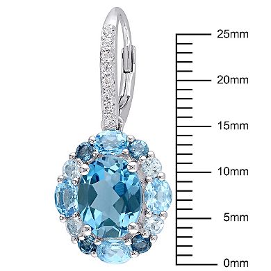 Stella Grace Sterling Silver London, Swiss, Sky Blue & White Topaz Drop Earrings