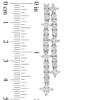 Stella Grace Sterling Silver Lab-Created White Sapphire Double Linear Drop Earrings