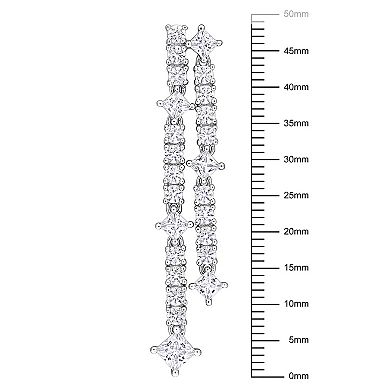 Stella Grace Sterling Silver Lab-Created White Sapphire Double Linear Drop Earrings