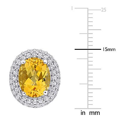 Stella Grace Sterling Silver Citrine & White Topaz Double Halo Earrings