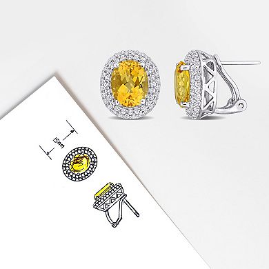 Stella Grace Sterling Silver Citrine & White Topaz Double Halo Earrings