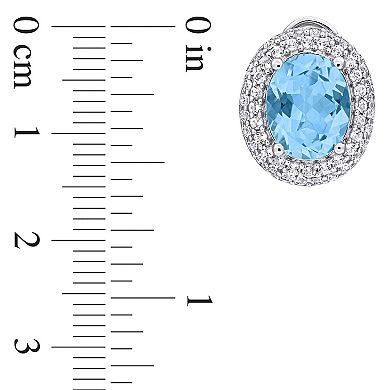 Stella Grace Sterling Silver Sky Blue Topaz & White Topaz Double Halo Earrings