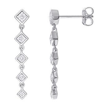 Stella Grace Sterling Silver 5/8 Carat T.W. Lab-Created Moissanite Journey Earrings