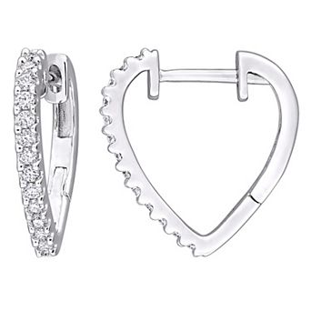 Stella Grace Sterling Silver 1/3 Carat T.W. Lab-Created Moissanite Heart Hoop Earrings