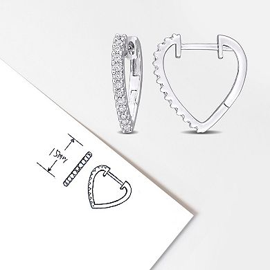 Stella Grace Sterling Silver 1/3 Carat T.W. Lab-Created Moissanite Heart Hoop Earrings