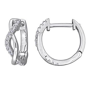 Stella Grace Sterling Silver 1/8 Carat T.W. Lab-Created Moissanite Hoop Earrings