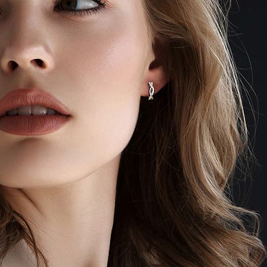 Stella Grace Sterling Silver 1/8 Carat T.W. Lab-Created Moissanite Hoop Earrings