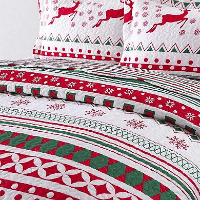 Marcielo Christmas Snowflake Quilt Bedspread Set