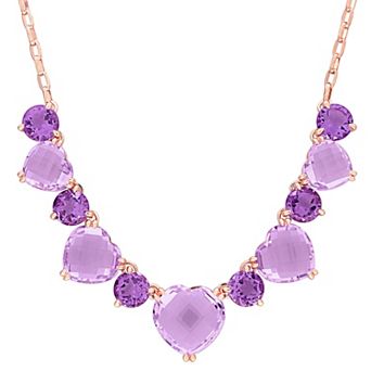 Stella Grace 18k Rose Gold Over Silver Amethyst & Rose de France Amethyst Necklace