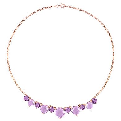 Stella Grace 18k Rose Gold Over Silver Amethyst & Rose de France Amethyst Necklace
