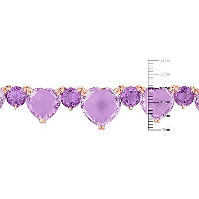 Stella Grace 18k Rose Gold Over Silver Amethyst & Rose de France Amethyst Necklace