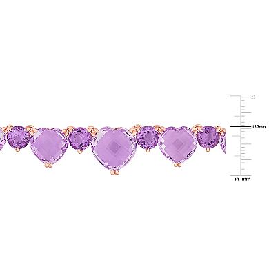 Stella Grace 18k Rose Gold Over Silver Amethyst & Rose de France Amethyst Necklace