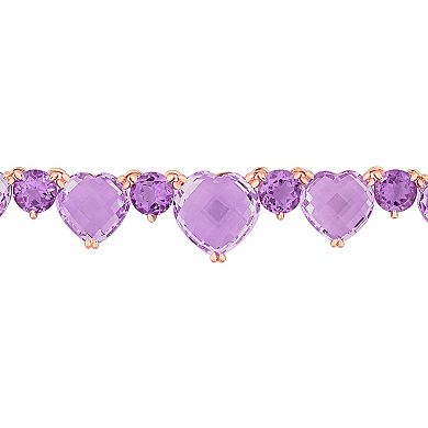 Stella Grace 18k Rose Gold Over Silver Amethyst & Rose de France Amethyst Necklace