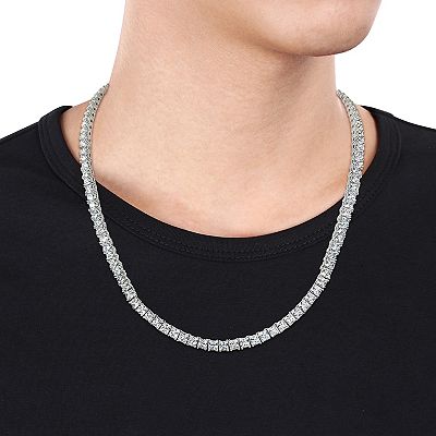 Men s Stella Grace Sterling Silver Lab Created White Sapphire Tennis Necklace
