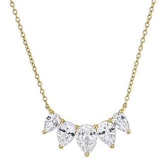Stella Grace 18k Gold Over Silver Lab-Created White Sapphire Pear-Cut Stone Necklace