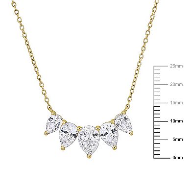 Stella Grace 18k Gold Over Silver Lab-Created White Sapphire Pear-Cut Stone Necklace