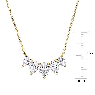 Stella Grace 18k Gold Over Silver Lab-Created White Sapphire Pear-Cut Stone Necklace