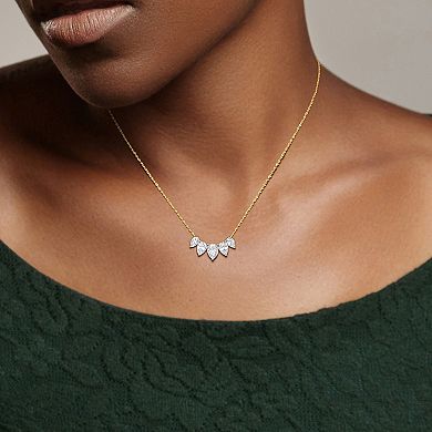 Stella Grace 18k Gold Over Silver Lab-Created White Sapphire Pear-Cut Stone Necklace