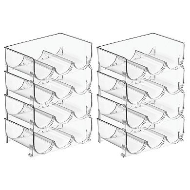 mDesign Plastic Free-Standing Stackable 3 Bottle Storage Rack, 8 Pack, Clear