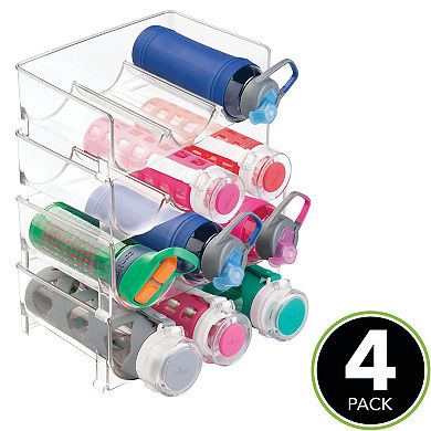Mdesign Plastic Free-standing Stackable 3 Bottle Storage Rack, 4 Pack