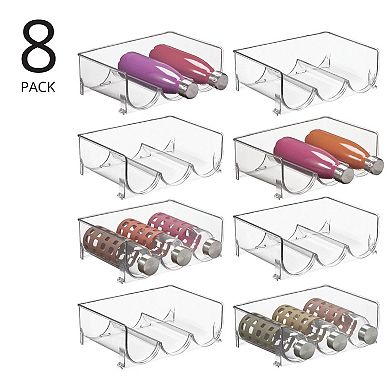 mDesign Plastic Free-Standing Stackable 3 Bottle Storage Rack, 8 Pack, Clear