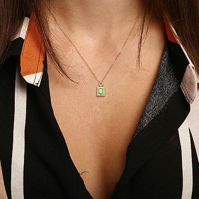 Stella Grace 18k Rose Gold Over Silver Octagon-Cut Green Quartz & White Topaz Pendant Necklace