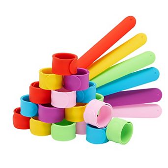 24 Pack Soft Silicone Slap Bracelets For Kids Party, 6 Colors, 8.5 X 1"