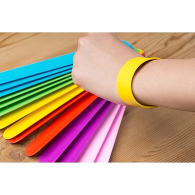 24 Pack Soft Silicone Slap Bracelets For Kids Party, 6 Colors, 8.5 X 1"