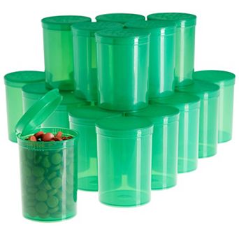 20 Pack Empty Pill Bottles With Pop Top Caps, 30 Dram Medicine Containers, Green