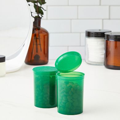 20 Pack Empty Pill Bottles With Pop Top Caps, 30 Dram Medicine Containers, Green
