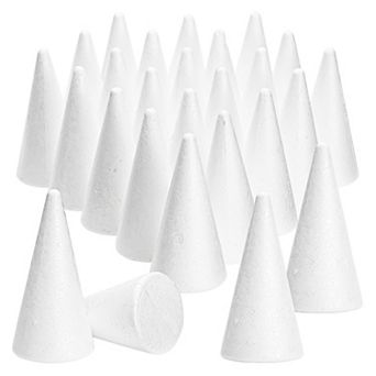 24 Pack Foam Cones For Crafts, Handmade Gnomes, Trees (2 X 4 in White)