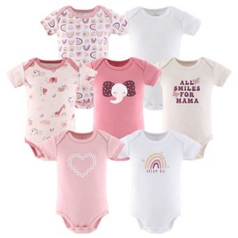 The Peanutshell Baby Girl Bodysuits, 7-pack, Rainbow Safari
