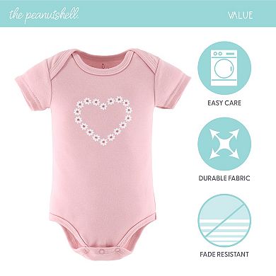 The Peanutshell Baby Girl Bodysuits, 7-pack, Rainbow Safari