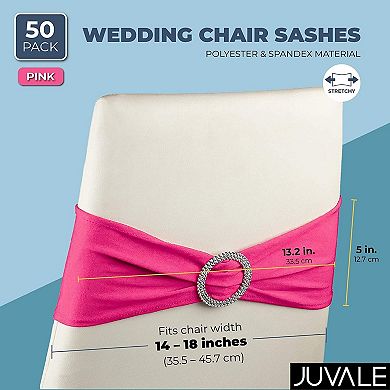 Pink Chair Sashes For Wedding, Fits 13.5- To 16.5-inch Chair Backs (50 Pack)
